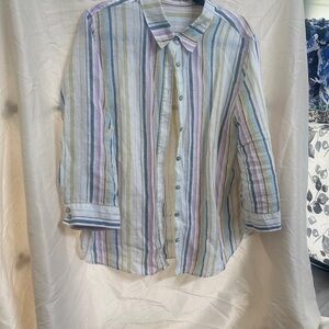 Chico's Multicolor Striped Button Down Shirt